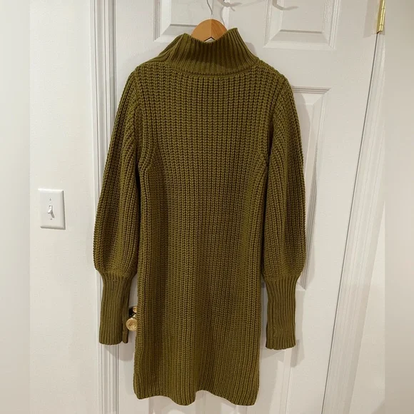 green sweater dress anthropologie NWT Maeve Anthropologie Green Strong Shoulder Sweater Knit Dress Size –  Queen City Resale main image 1